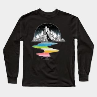 Queer Pride Flag Mountain River Long Sleeve T-Shirt